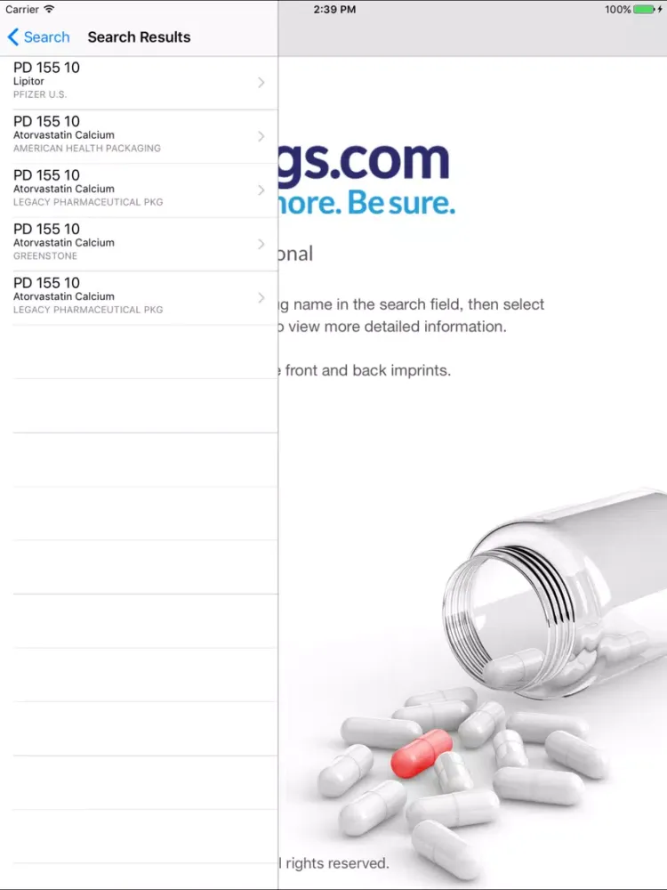 Скриншоты Pill ID Pro by Drugs.com iPad 