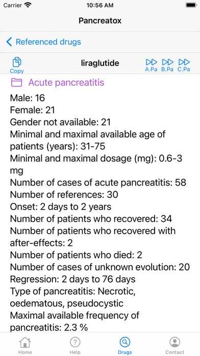 Capturas de tela do Pancreatox