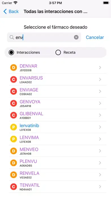 Captures d'écran de Interacciones de Medicamentos