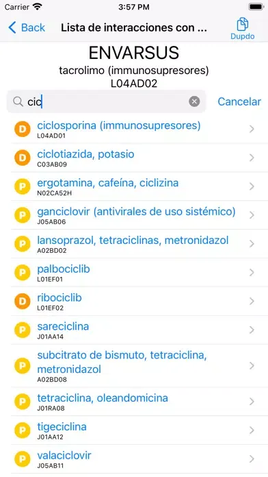 Captures d'écran de Interacciones de Medicamentos