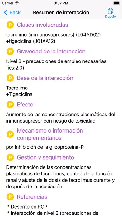 Captures d'écran de Interacciones de Medicamentos