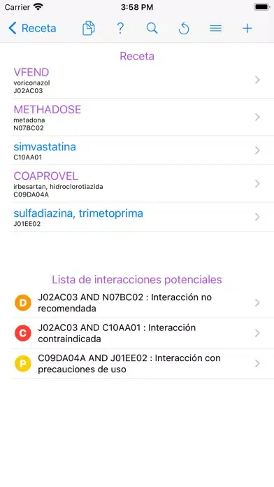 Captures d'écran de Interacciones de Medicamentos