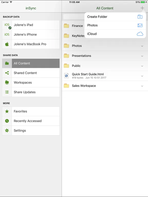 Tangkapan layar Druva inSync for MobileIron iPad 