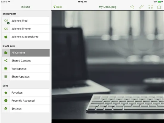 Tangkapan layar Druva inSync for MobileIron iPad 
