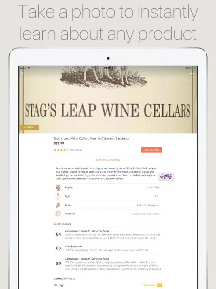 Screenshot di Table & Vine iPad 