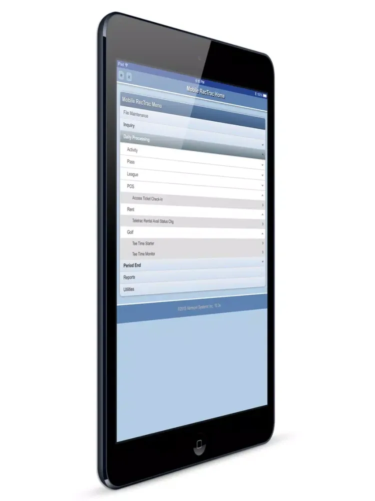 Ảnh chụp màn hình của Vermont Systems 2018 iPad 