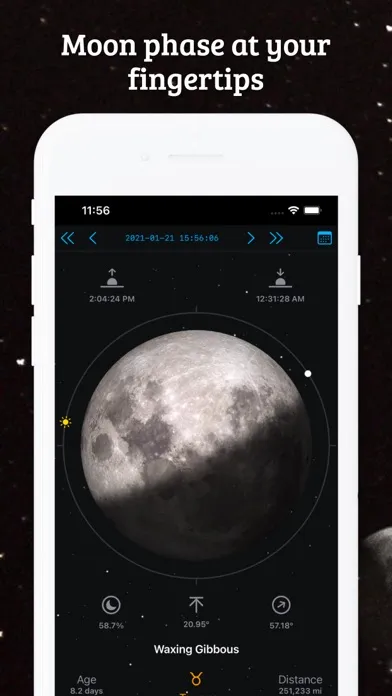 Tangkapan skrin Moon Phase Calendar LunarSight