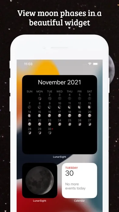 Tangkapan skrin Moon Phase Calendar LunarSight