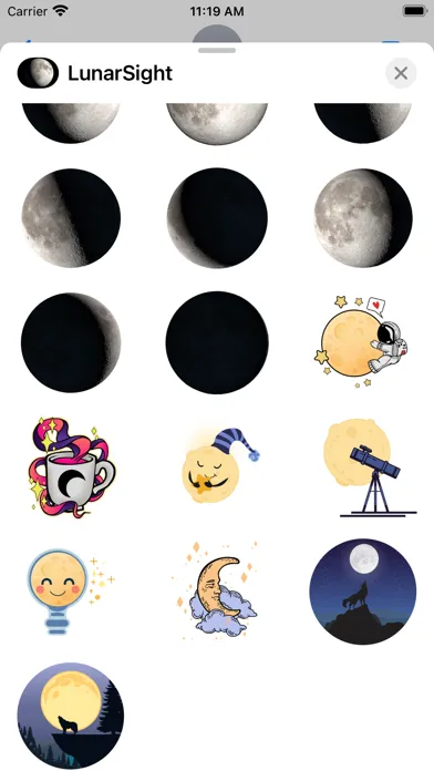 Tangkapan skrin Moon Phase Calendar LunarSight