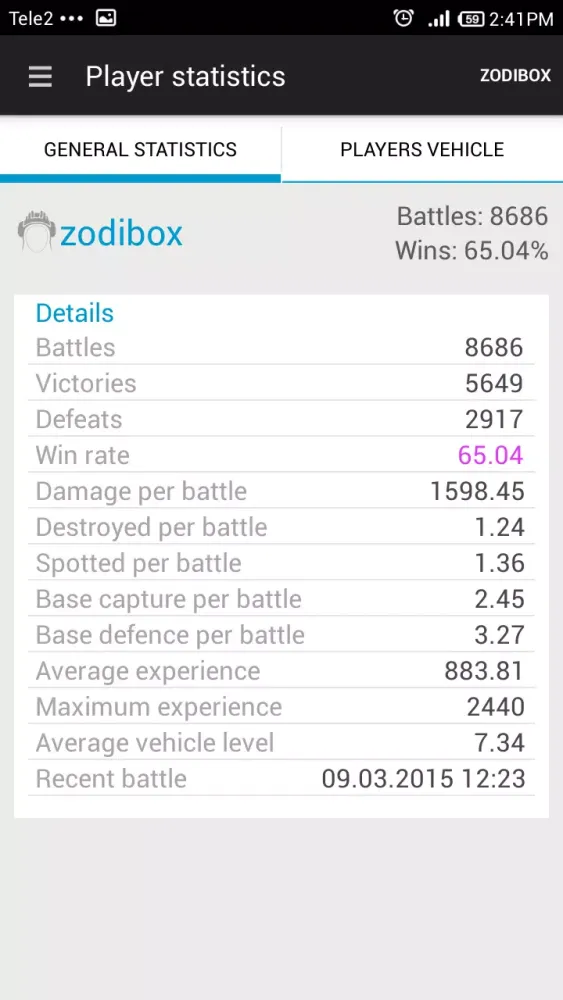 Capturas de pantalla de WoT Blitz Analytics