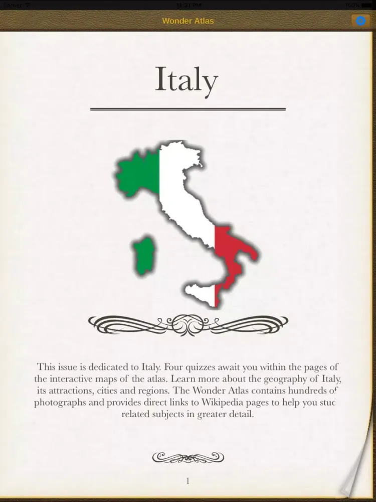 Italy. The Wonder Atlas Pro iPad  Ekran Görüntüleri