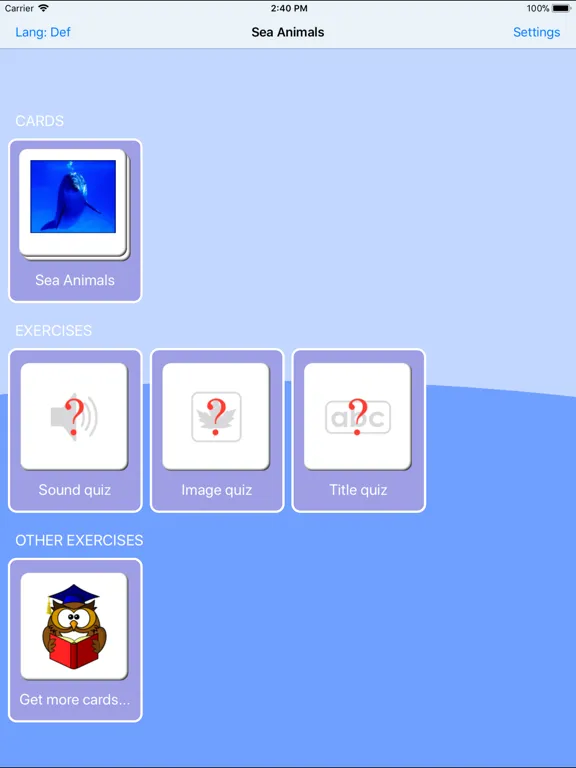 Sea Animals. Learning Cards iPad 應用截圖