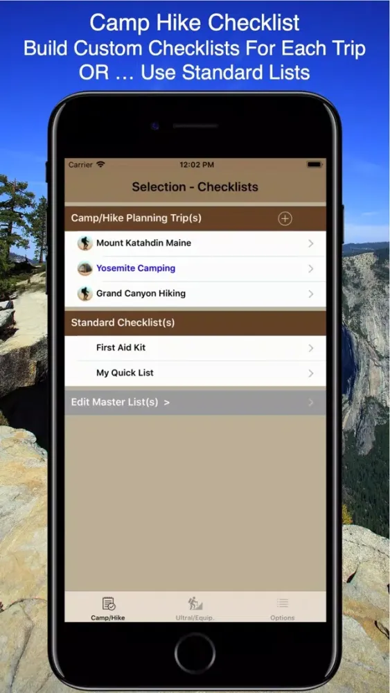 Tangkapan skrin Camp & Hike Checklist