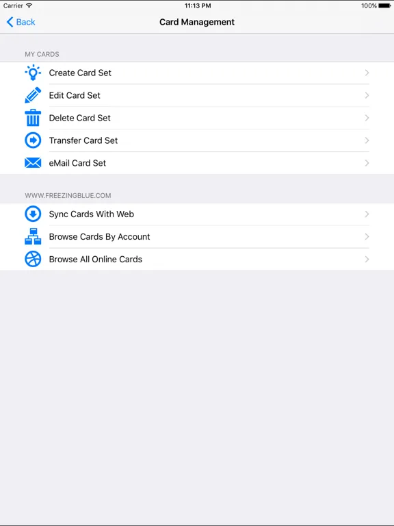 FreezingBlue Flashcards iPad 应用截图