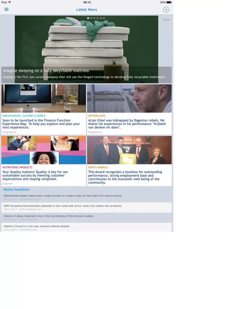 Tangkapan skrin DSM News App iPad 