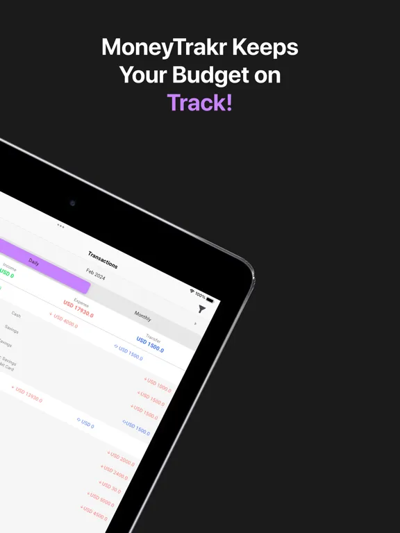 Ảnh chụp màn hình của MoneyTrakr iPad 