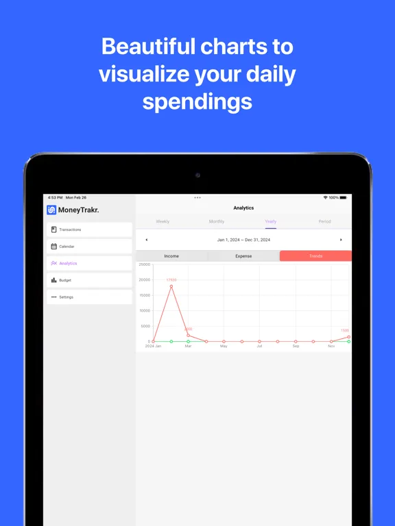 Ảnh chụp màn hình của MoneyTrakr iPad 