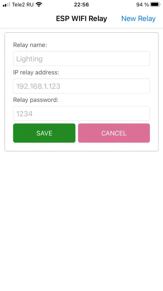 ESP Wifi Relay Screenshots