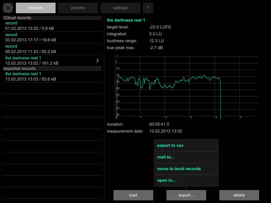 Tangkapan skrin Loudness Lite iPad 