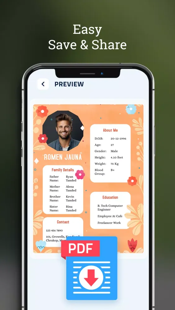 Tangkapan layar Marriage bio data maker