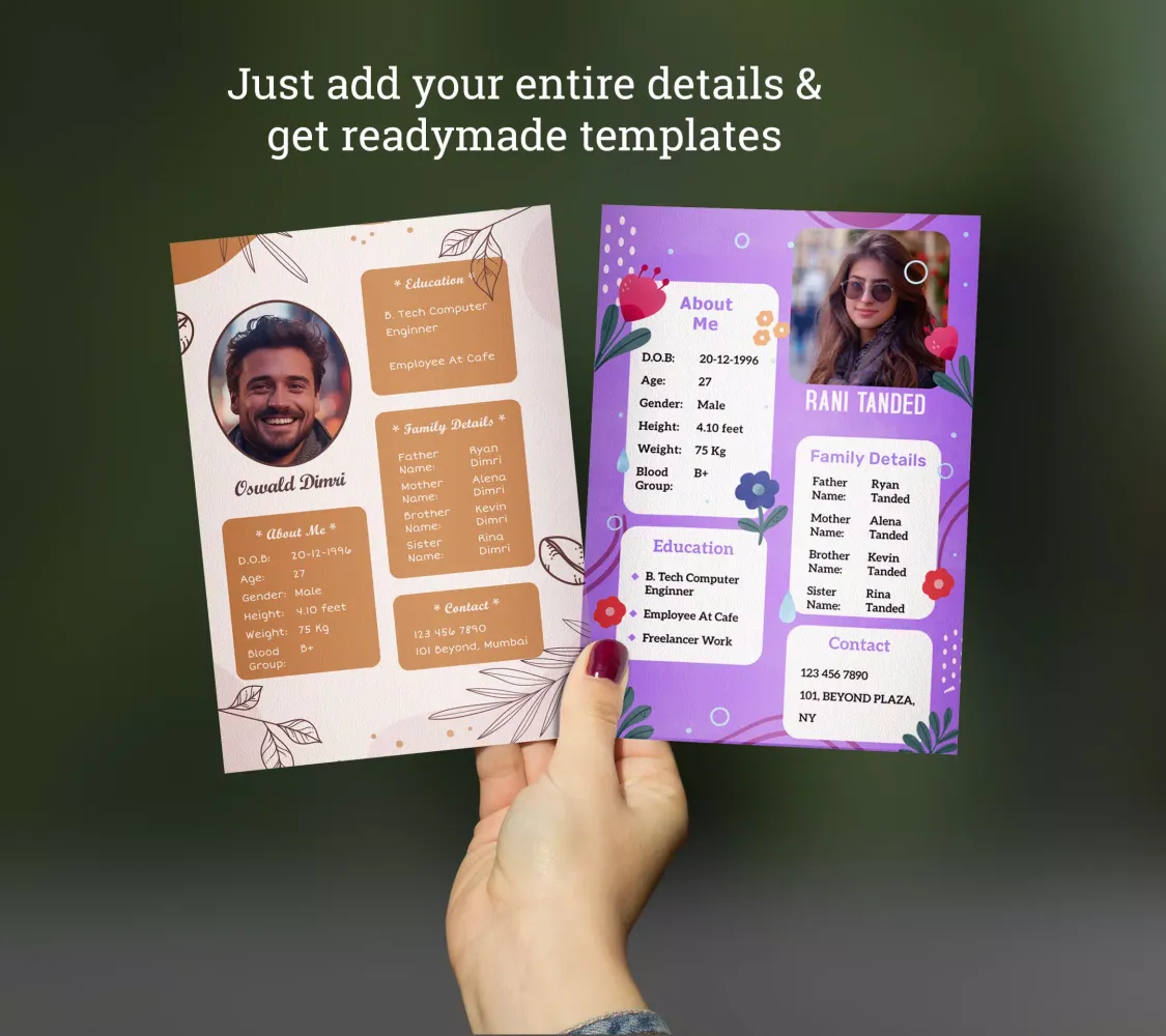 Tangkapan layar Marriage bio data maker