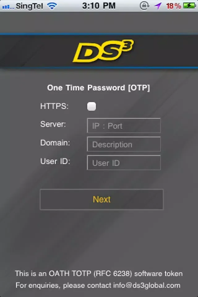 Capturas de pantalla de DS3 TOTP Oath (SelfService)