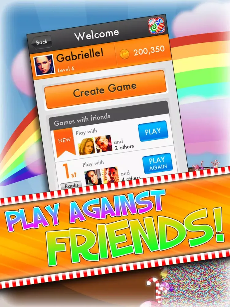 Candy Puzzle Games - Play Fun Candies Match Multiplayer Game For Kids Over 2 FREE Version iPad  Screenshots