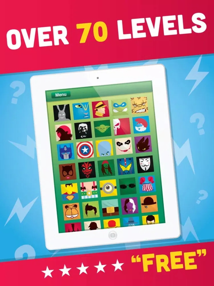 Guess The Character Word Game - Close Up Shadow Quiz Of TV Movie Pop And Cartoon HD FREE iPad  Screenshots