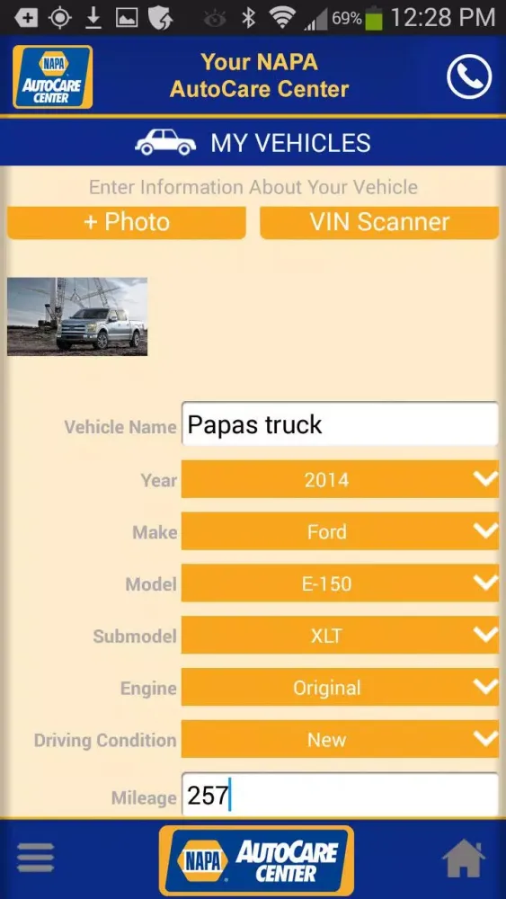Ảnh chụp màn hình của NAPA AutoCare