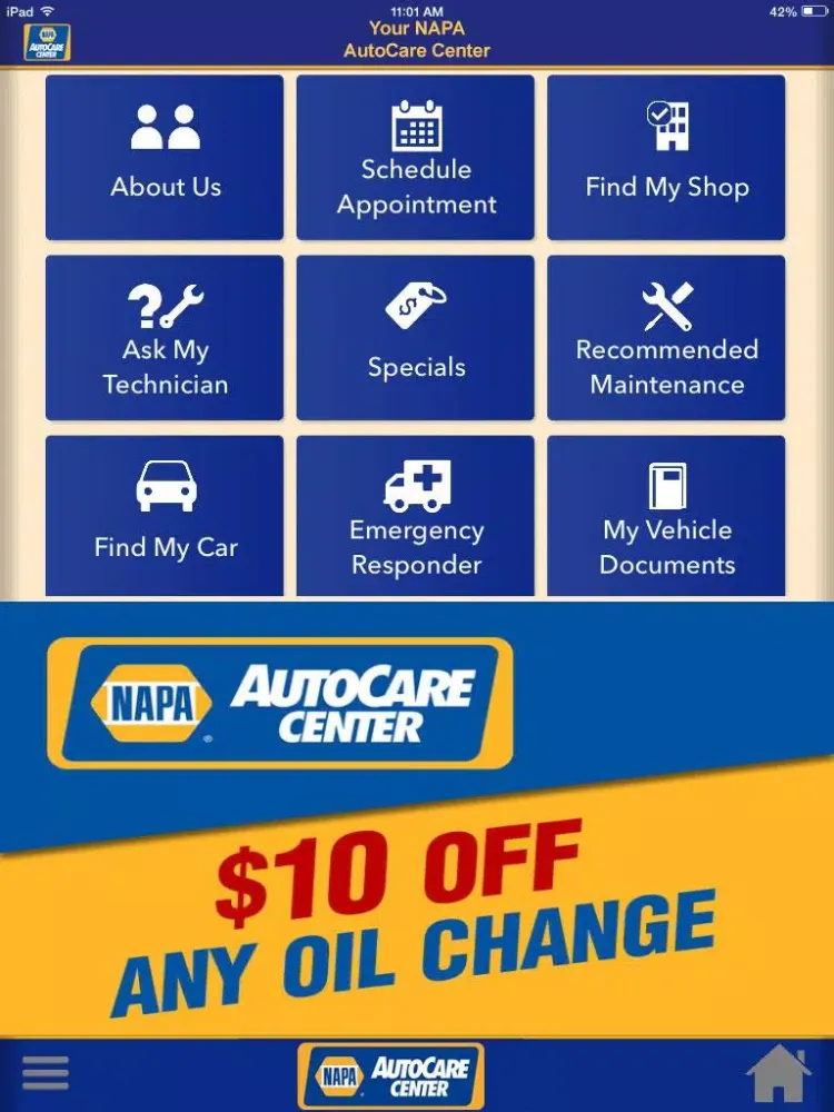 Ảnh chụp màn hình của NAPA AutoCare