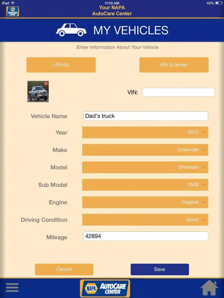 Ảnh chụp màn hình của NAPA AutoCare