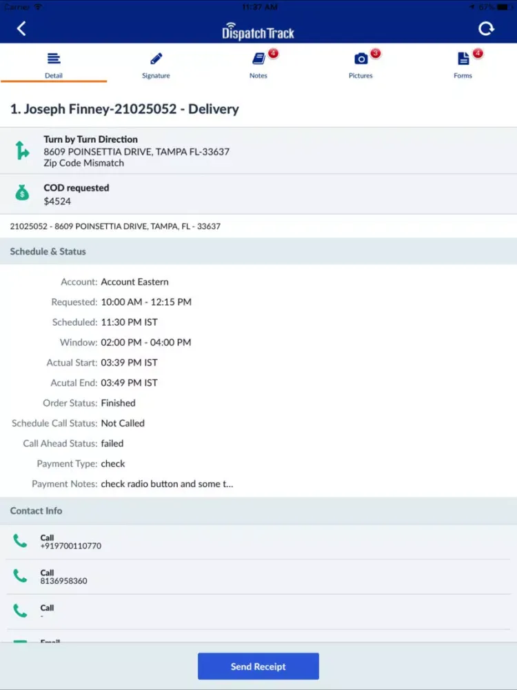 DispatchTrack iPad  스크린샷
