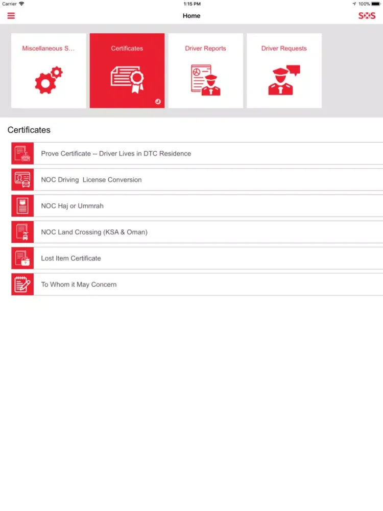 Zrzuty ekranu i.Services iPad 