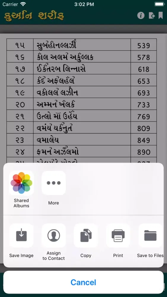 Zrzuty ekranu Gujarati Quran Shareef