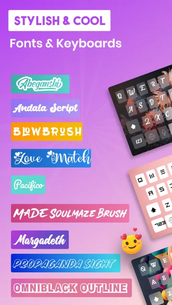 Zrzuty ekranu Fonts keyboard Themes: Emojis