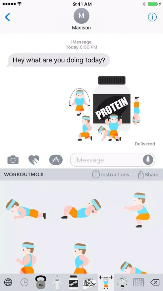 Ảnh chụp màn hình của Workoutmoji - Workout Emojis and Stickers