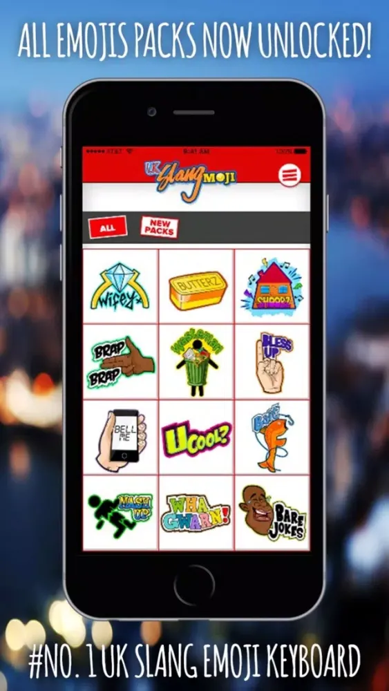 Ảnh chụp màn hình của UK Slangmoji - UK slang emojis & emoji keyboard