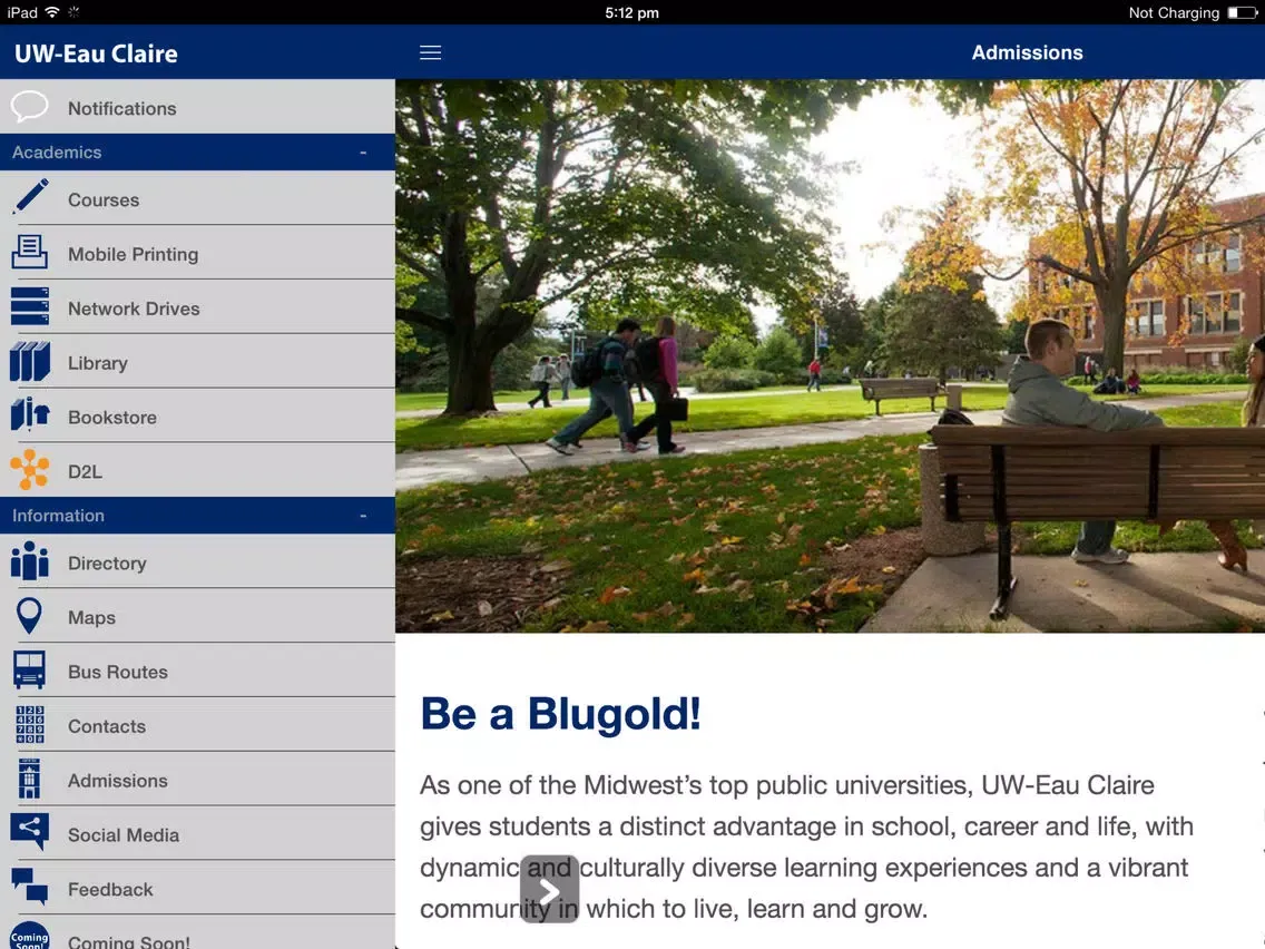 UW-Eau Claire Mobile iPad  Ekran Görüntüleri