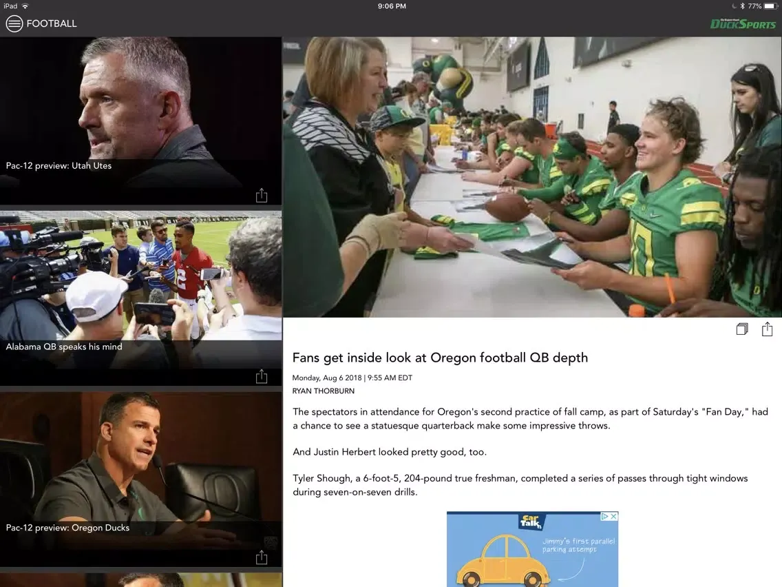 DuckSports iPad  स्क्रीनशॉट