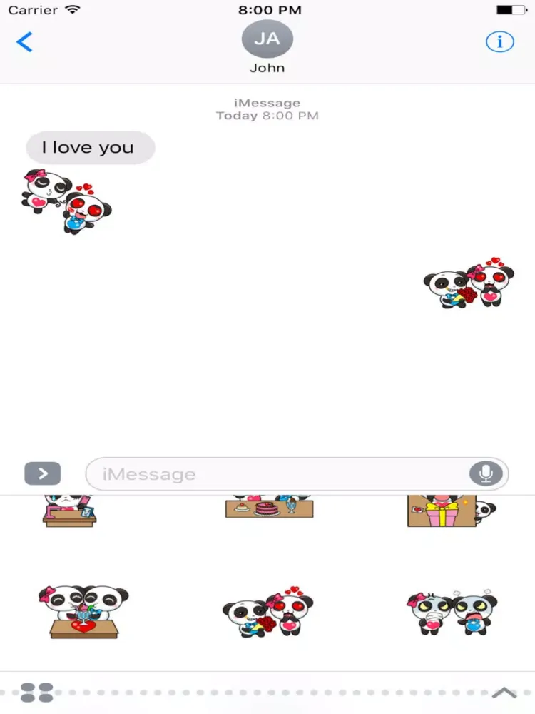 Tangkapan layar Couple Panda Sticker iPad 