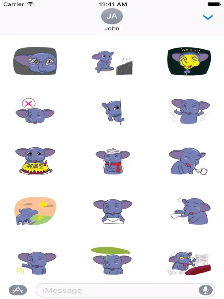 Funny Elephant Sticker iPad  スクリーンショット
