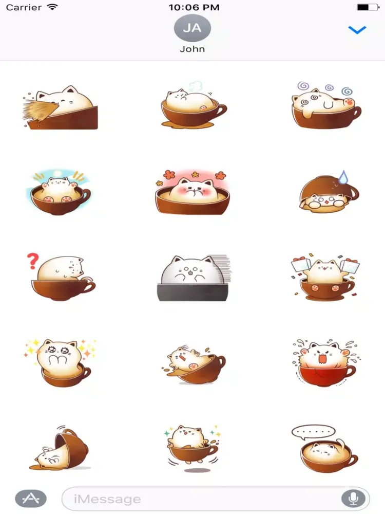 Cat Sweet Cappuccino Sticker iPad  स्क्रीनशॉट