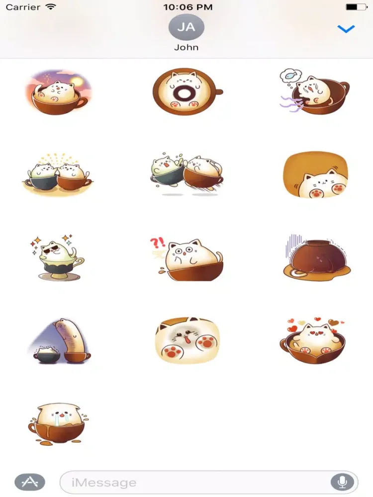 Cat Sweet Cappuccino Sticker iPad  स्क्रीनशॉट