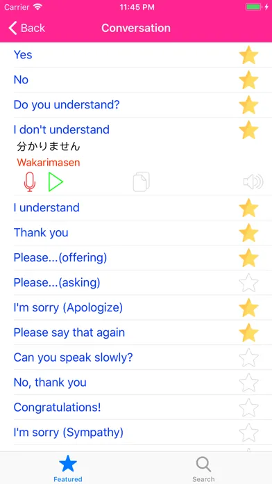 Ảnh chụp màn hình của Learn Japanese Phrases Offline
