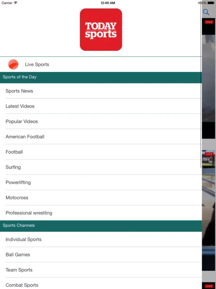 ภาพหน้าจอของ Today Sports iPad 