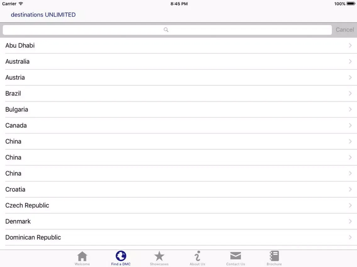 Destinations Unlimited iPad  Screenshots