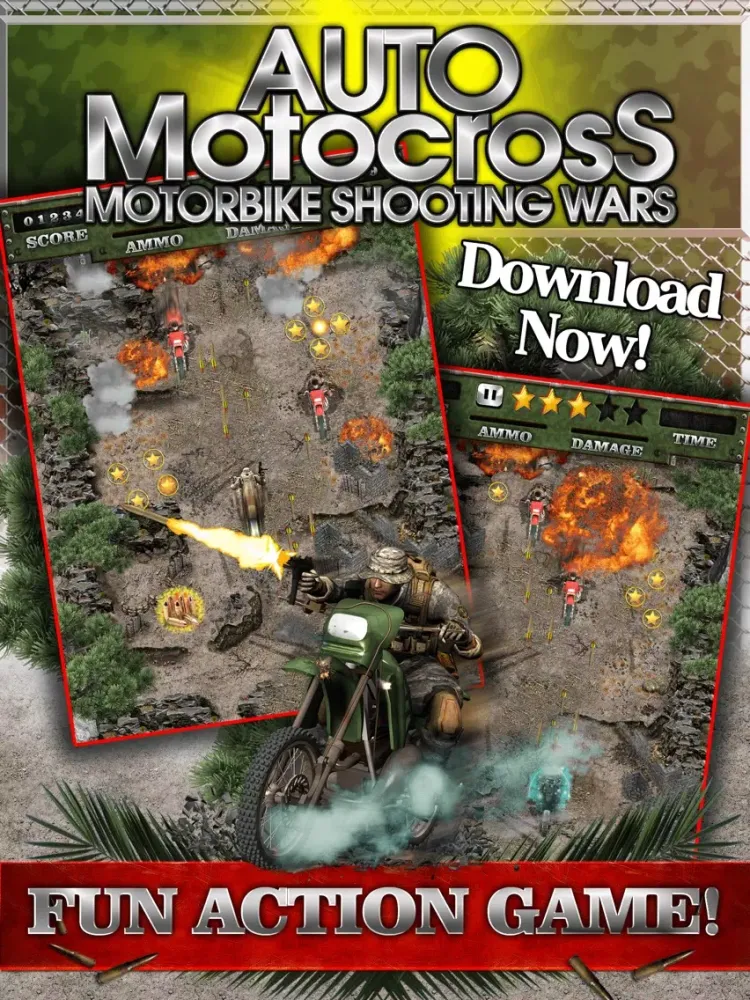ภาพหน้าจอของ Auto Motocross Motorbike Shooting Wars – The Offroad Race Battle And Drifting Game for Kids FREE iPad 