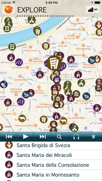 Tangkapan skrin iDotto Rome – Intelligent GPS audio guide