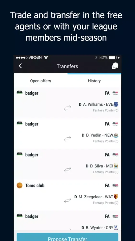 Ảnh chụp màn hình của Dugout FC Fantasy Football