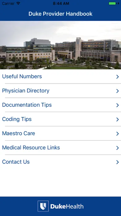 Duke Provider Handbook Screenshots
